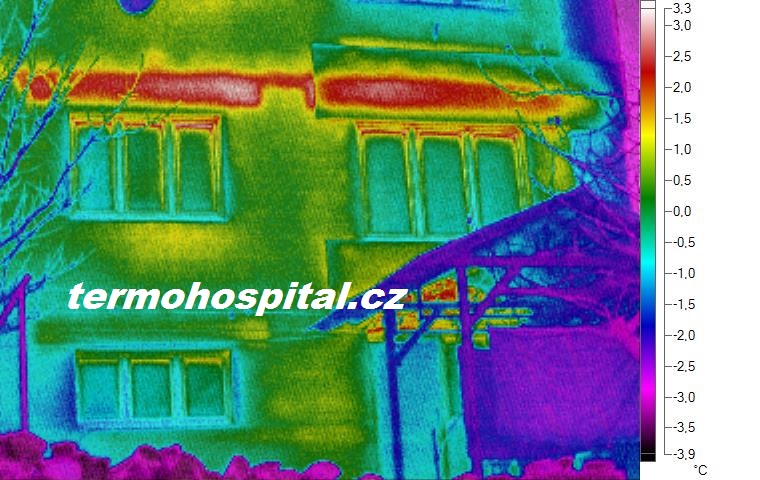 termovizní měření rodinného domu, tepelný most překlad nad okny